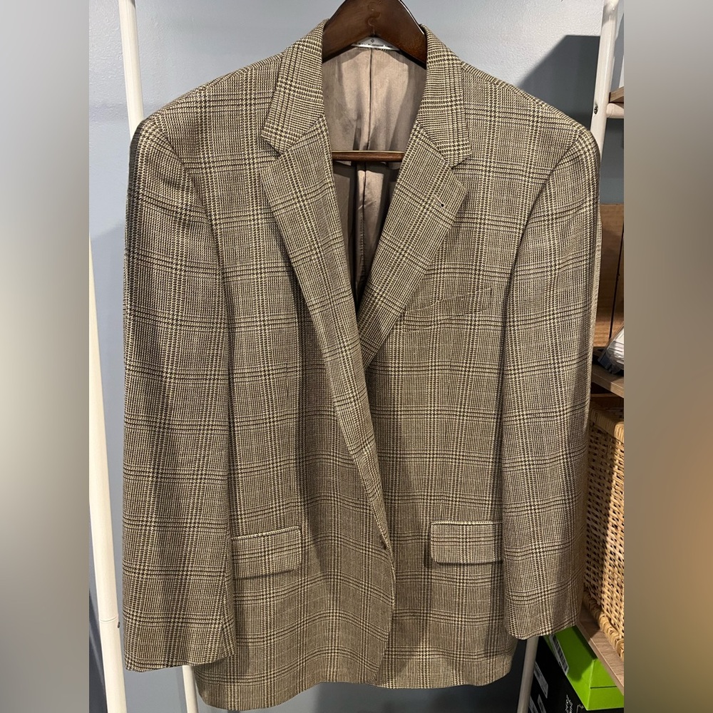Joseph Abboud Men's Tan Checkered Blazer